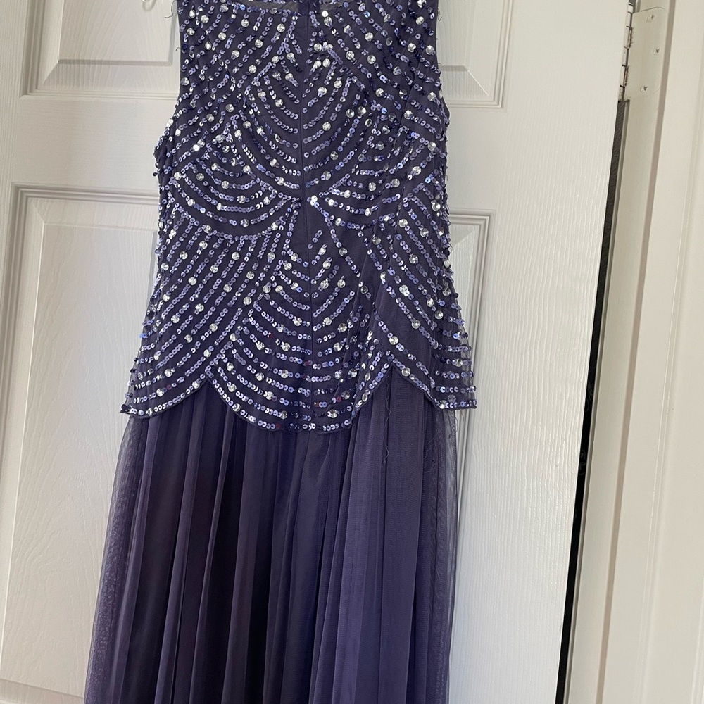 Purple Sequin Embellished Sleeveless Gown